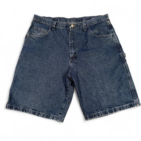 Wrangler Carpenter Utility Skater Grunge Blue Denim Y2K Baggy Jorts Sz.38 - Picture 3 of 6